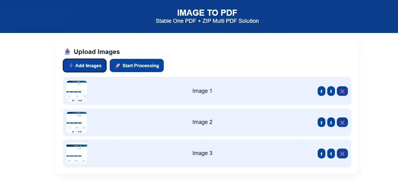 Upload Images for PDF Conversion